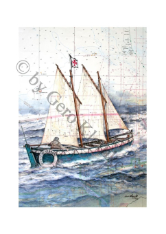 Kunstdruck des Segelrettungsbootes FÜRST BISMARCK